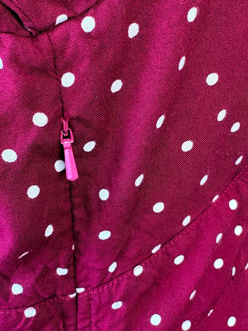 ESHAKTI Burgundy Polka Dot Button Down Midi Dress Pockets Medium - Picture 6 of 10